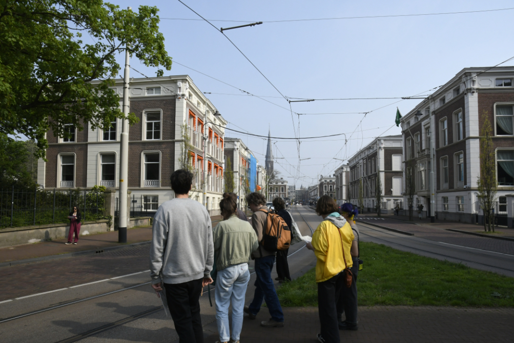 group crossing a street